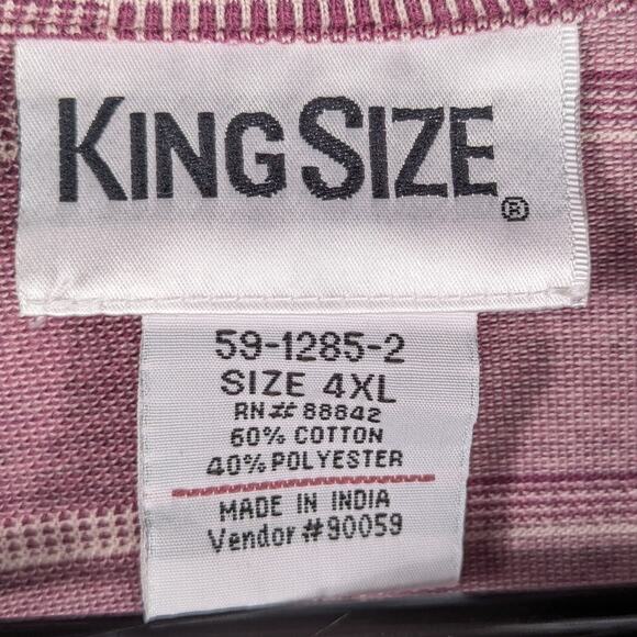 KingSize Polo Shirt 4XL Men Purple Textured Check Pattern Short Sleeve Pocket - Picture 2 of 5
